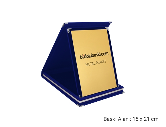 Lacivert Metal Plaket Bidolubaski.com'da